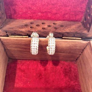 Monet Rhinestone Clip-On Hoop Earrings